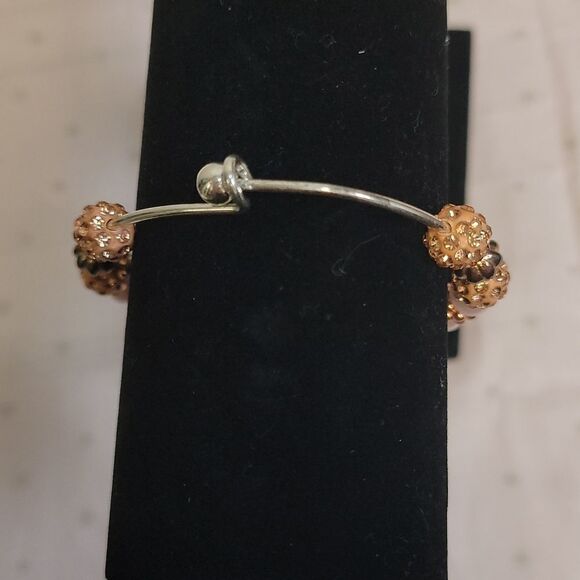 Handmade Silver Wired Beaded Bracelet with Pineapple Charm - Picture 5 of 7